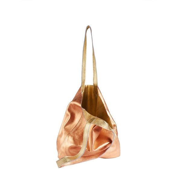 Gold/Copper Reversible Leather Tote - Picture 2 of 3